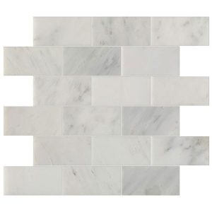 Studio Marble Brick Mosaic Collection | Bianco Macchiato